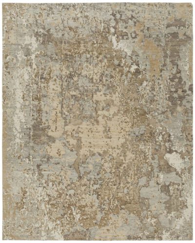 Tibetan Celestial Light Gray Wool and Silk Rug