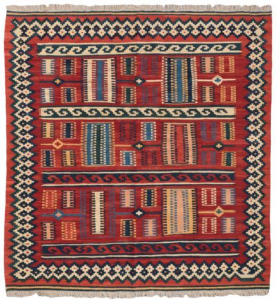 Persian Kashkuli Kilim Square Rug
