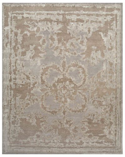 Tibetan Talloires Gray Wool and Silk Rug