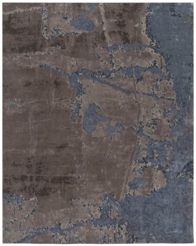 Tibetan Isles Gray/Blue Wool and Silk Rug