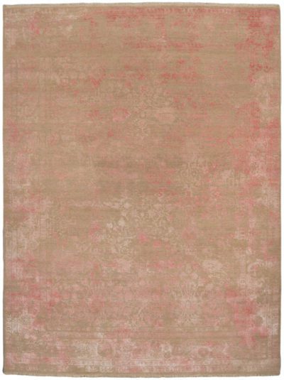 Heirloom Transitional Fine Wool and Silk Pink/Beige Rug