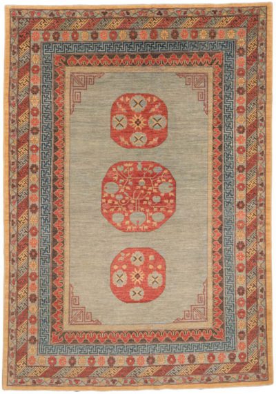 Luxe Tribal Blue Khotan Wool Rug
