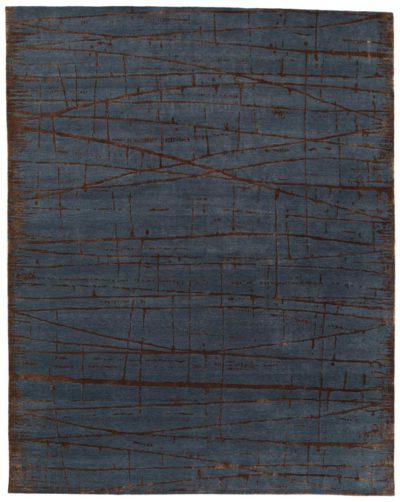 Tibetan Frequency Blue Wool and Silk Rug