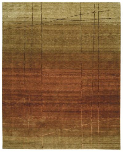 Tibetan Scaffold Gold/Rust Wool and Silk Rug