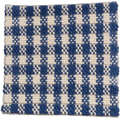 Essential Woven Checkers White/Blue Wool Rug
