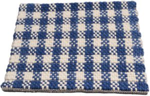 38557-EWV102B-Essential_Woven_Checkers_White_Blue_Wool_Rug-2'0''x2'0''-India-2