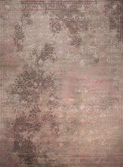 Heirloom Transitional Fine Gray/Pink/Beige Wool and Silk Rug