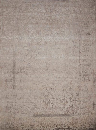 Heirloom Transitional Fine Gray Wool and Silk Rug