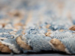 modern fiber and denim rug