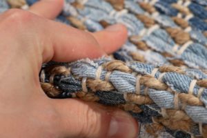 modern fiber and denim rug