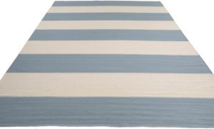 blue stripe flatweave rug