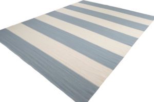 blue stripe flatweave rug
