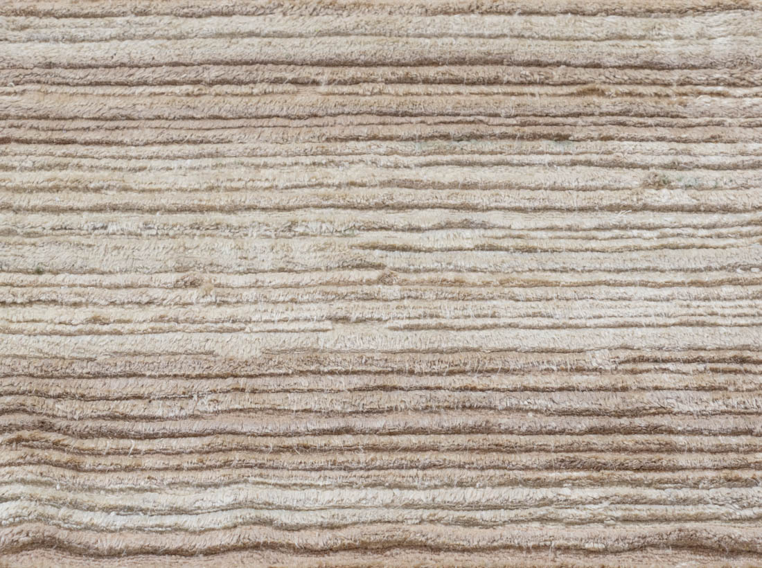Designer Texture Silk/Wool Knotted Moroccan Ribbed Ivory/Taupe Rug ...