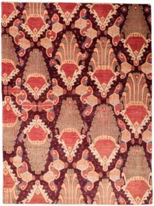 ikat aubergine wool rug