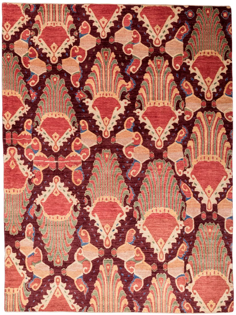 ikat aubergine wool rug