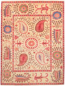 suzani wool and silk rug