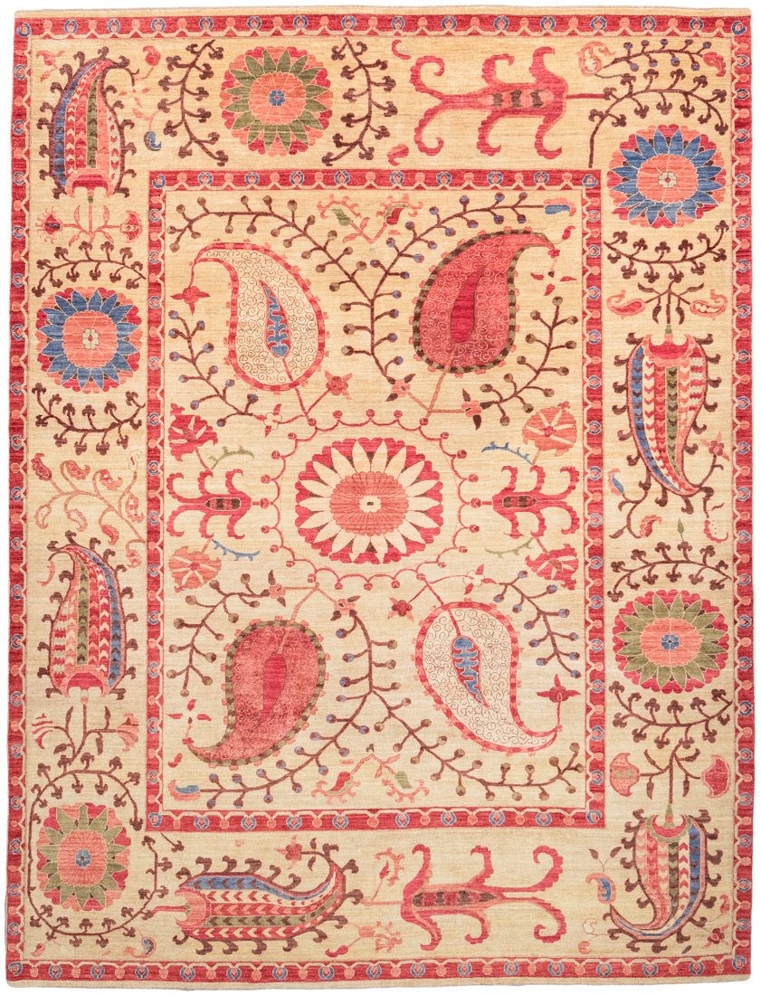 suzani wool and silk rug