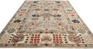 Hand knotted transitional rug