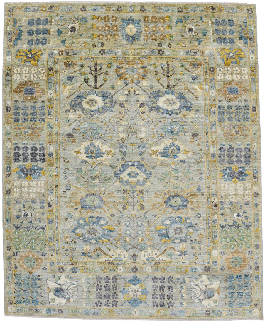 Hand knotted transitional rug