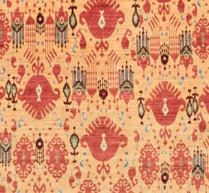 36639-Luxe_Textile_Fine_Ikat_Gold_Red_Wool_Rug-5'1''x7'1''-Afghanistan-1-Center