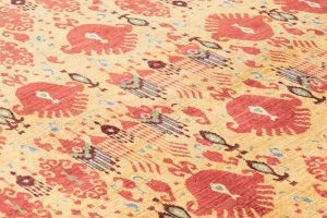 36639-Luxe_Textile_Fine_Ikat_Gold_Red_Wool_Rug-5'1''x7'1''-Afghanistan-4