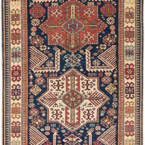 47878_NVA539A-Antique_Reproduction_Fine_Akstafa_Wool_Rug-4'0''x9'5''-Afghanistan-1-Center