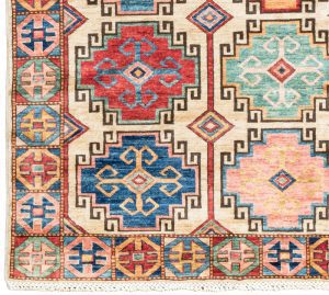 42239-Fine_Kazak_All_Over_Light_Background_Wool_Rug-3'9''x5'11''-Afghanistan-1-Border