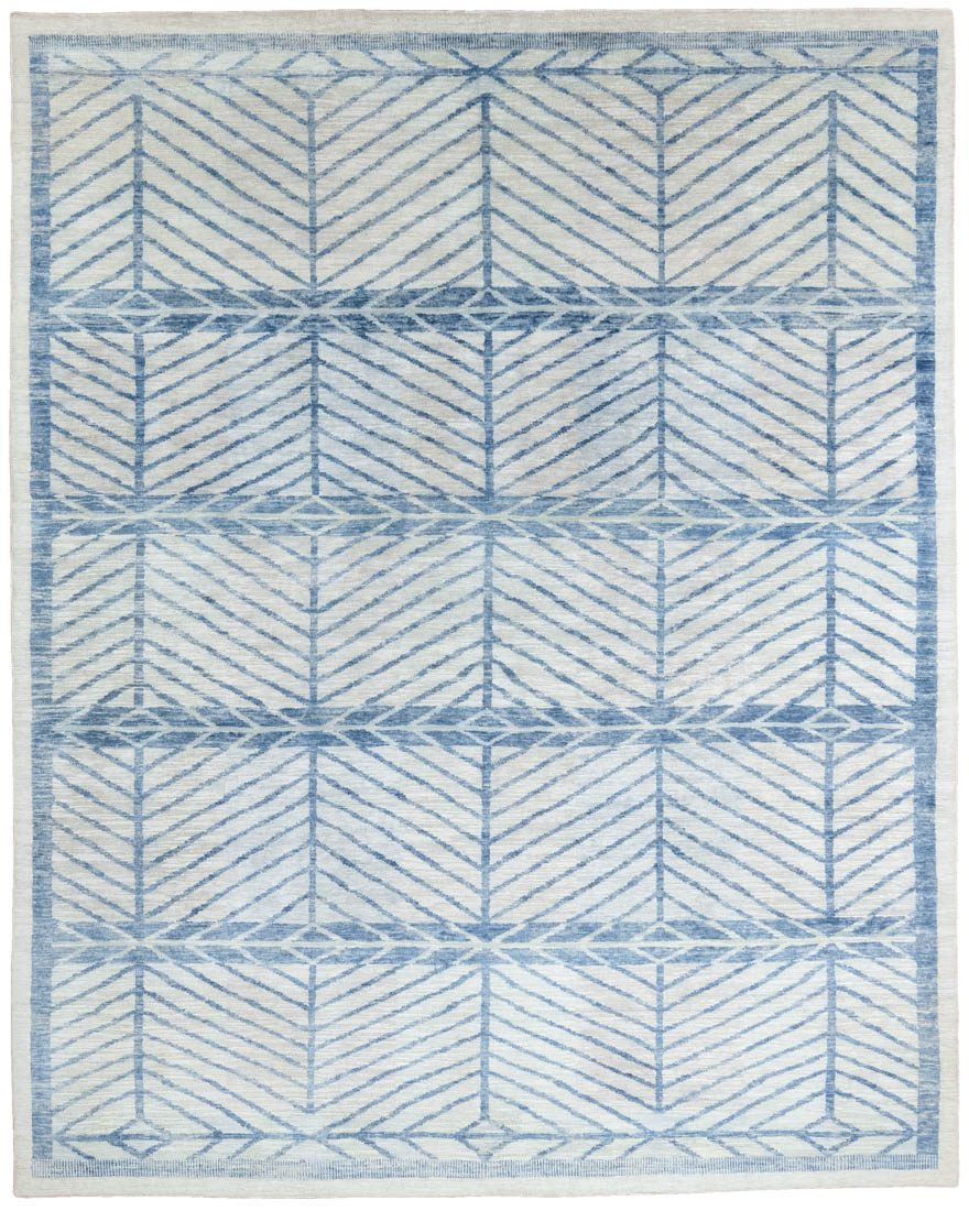 Modern Scandinavian Wool and Silk Rug