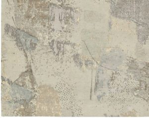 KAN207B-Beale_Grey_Silver_Taupe_Tibetan_Wool_Silk_Rug-Nepal-1-Border