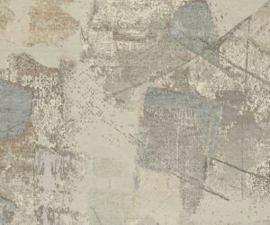 KAN207B-Beale_Grey_Silver_Taupe_Tibetan_Wool_Silk_Rug-Nepal-1-Center
