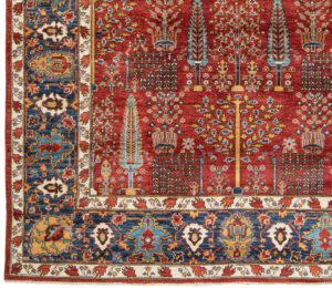 48302_BTR116C-Bakshaish_Trees_Red_Navy_Vegetable_Dyed_Wool_Rug-7'9''x9'9''-Afghanistan-KB3-1-Border