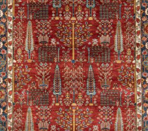 48302_BTR116C-Bakshaish_Trees_Red_Navy_Vegetable_Dyed_Wool_Rug-7'9''x9'9''-Afghanistan-KB3-1-Center