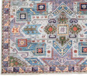48350-Star_Kazak_Transitional_Handwoven_Tribal_Rug-7'10''x9'8''-Afghanistan-1-Border