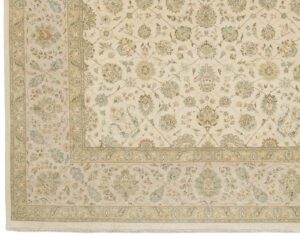 34854-Kashan_Very_Fine_Ivory_Blue_Handwoven_Classic_Rug-9'0''x12'0''-Pakistan-1-Border
