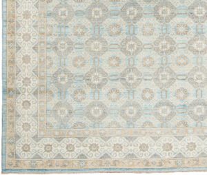 42266-Khotan_Transitional_Light_Blue_Ivory_Handwoven_Tribal_Rug-9'4''x12'2''-Afghanistan-1-Border