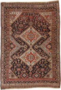 Antique Qashqai Handwoven Caucasian Rug
