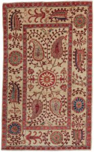 Afghan Suzani Textile Handwoven Wool and Silk Rug