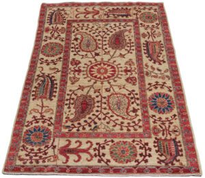 Afghan Suzani Textile Handwoven Wool and Silk Rug