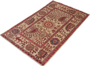 Afghan Suzani Textile Handwoven Wool and Silk Rug