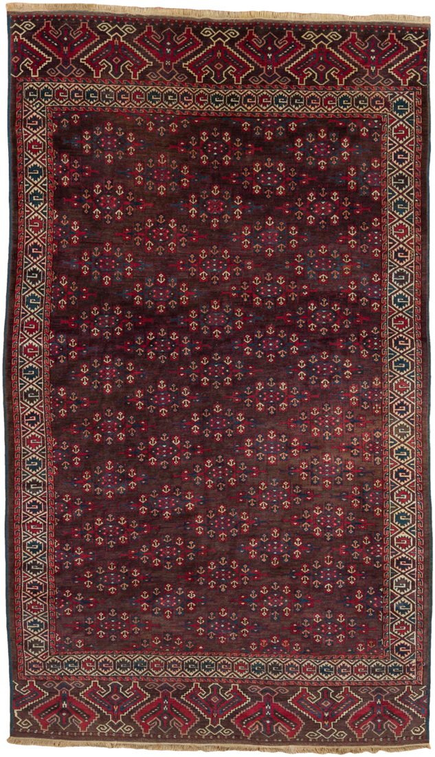 Antique Yomut Turkmen Kepse Gul Handwoven Rug