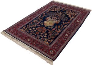 Kashan Wool and Silk Handwoven Rug
