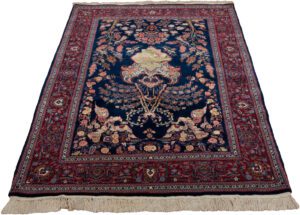 Kashan Wool and Silk Handwoven Rug
