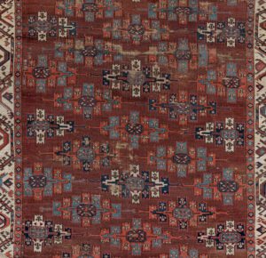 54001_ESTTRM1-Antique_Turkmen_Yomut_Kepse_Gul_Handwoven_Rug-5'9''x9'8''-Turkmenistan-1-Center