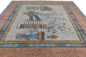Afghan East Turkestan Pictorial Handwoven Tribal Rug