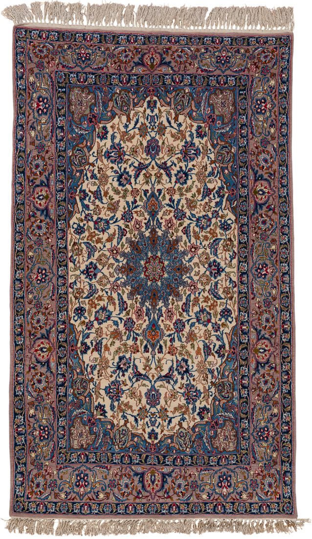 Persian Isfahan Wool and Silk Handwoven Rug