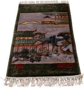 Chinese Pictorial All Silk Handwoven Rug