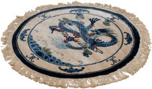 Chinese Dragon All Silk Round Handwoven Rug