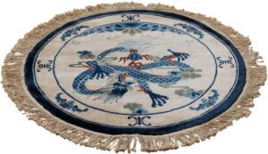 Chinese Dragon All Silk Round Handwoven Rug