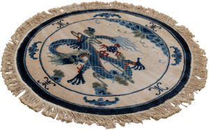 Chinese Dragon All Silk Round Handwoven Rug