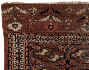 54761_ESTTRM1-Antique_Chuval_Turkmen_Yomut_Bokara_Rug-3'6''x2'6''-Turkmenistan-1-Border